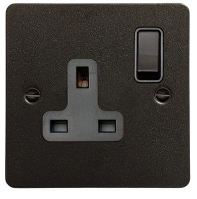 G&H FG9B Flat Plate Graphite 1 Gang Single 13A Switched Plug Socket