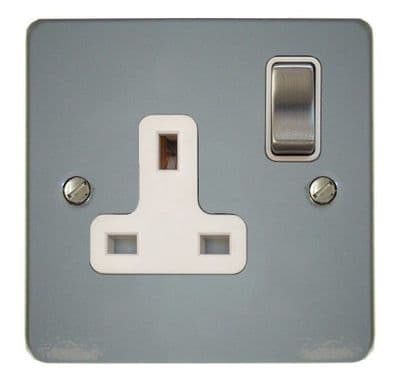 G&H FLG209 Flat Plate Light Grey 1 Gang Single 13A Switched Plug Socket