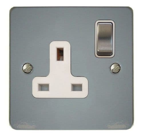 G&H FLG209 Flat Plate Light Grey 1 Gang Single 13A Switched Plug Socket