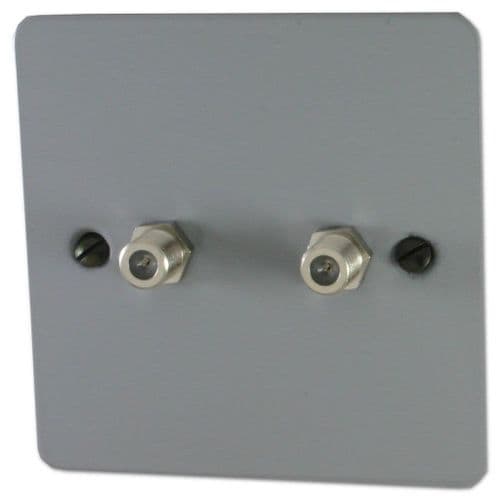 G&H FLG237 Flat Plate Light Grey 2 Gang Satellite Socket Point