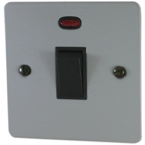 G&H FLG26B Flat Plate Light Grey 1 Gang 20 Amp Double Pole Switch & Neon
