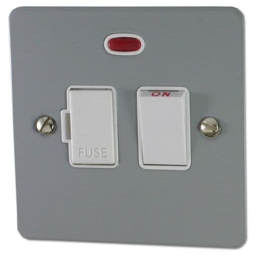 G&H FLG27W Flat Plate Light Grey 1 Gang Fused Spur 13A Switched & Neon
