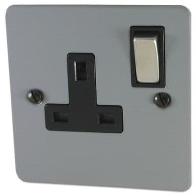 G&H FLG309 Flat Plate Light Grey 1 Gang Single 13A Switched Plug Socket