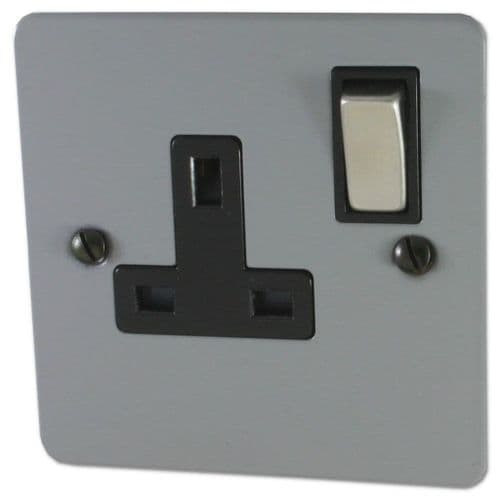 G&H FLG309 Flat Plate Light Grey 1 Gang Single 13A Switched Plug Socket