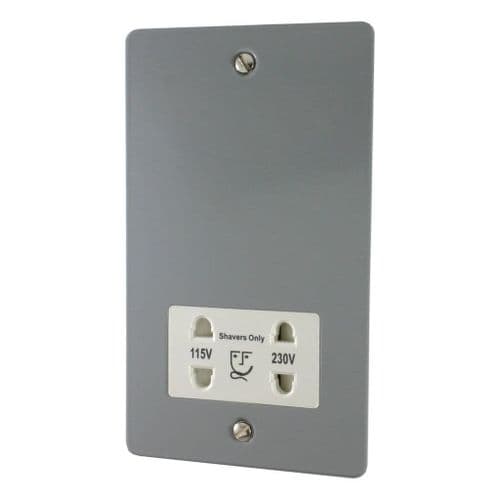 G&H FLG30W Flat Plate Light Grey Dual Voltage Shaver Socket 115-230V