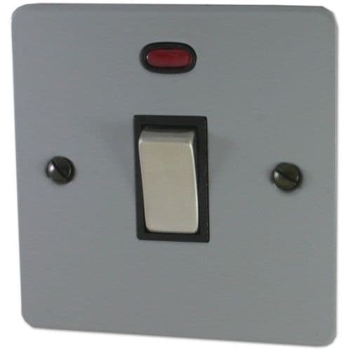 G&H FLG326 Flat Plate Light Grey 1 Gang 20 Amp Double Pole Switch & Neon