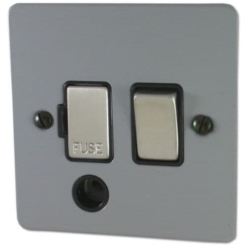 G&H FLG356 Flat Plate Light Grey 1 Gang Fused Spur 13A Switched & Flex Outlet