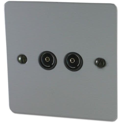 G&H FLG36B Flat Plate Light Grey 2 Gang TV Coax Socket Point