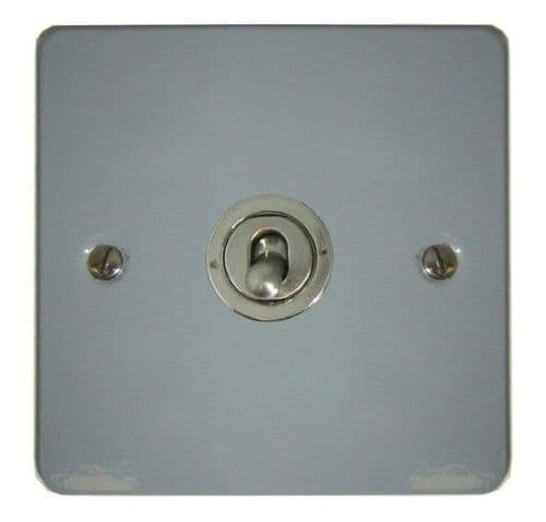 G&H FLG381-SS Flat Plate Light Grey 1 Gang 1 or 2 Way Toggle Light Switch
