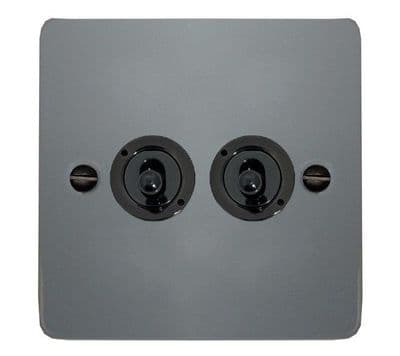 G&H FLG382-FBK Flat Plate Light Grey 2 Gang 2 Way Toggle Light Switch