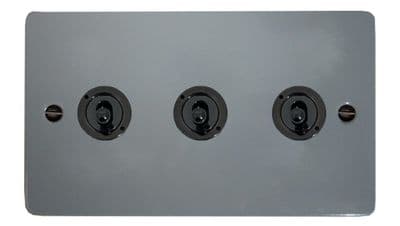 G&H FLG383-FBK Flat Plate Light Grey 3 Gang 2 Way Toggle Light Switch