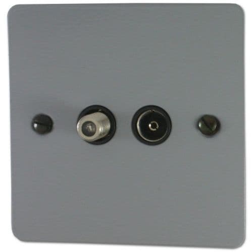 G&H FLG38B Flat Plate Light Grey 1 Gang TV Coax & Satellite Socket Point