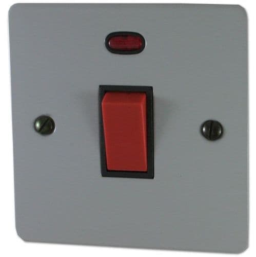 G&H FLG46B Flat Plate Light Grey 45 Amp DP Cooker Switch & Neon Single Plate