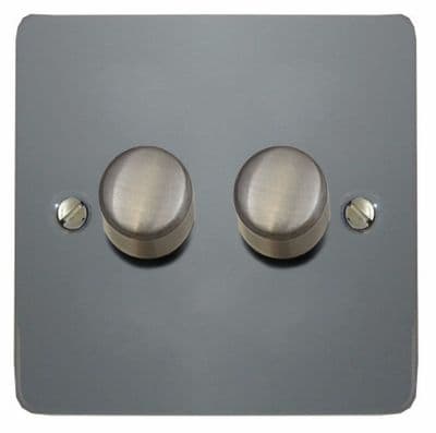 G&H FLG522-SC Flat Plate Light Grey 2 Gang 1 or 2 Way LED Dimmer Switch