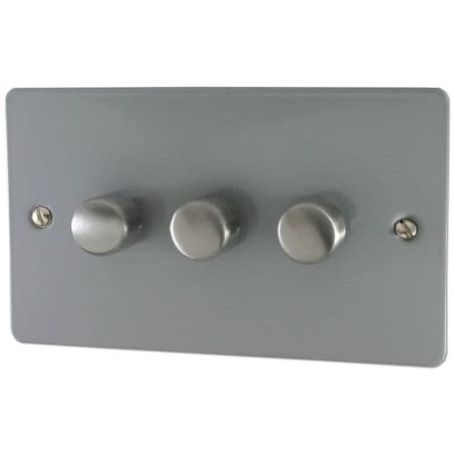 G&H FLG523 Flat Plate Light Grey 3 Gang 1 or 2 Way LED Dimmer Switch