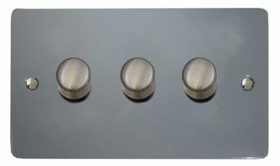 G&H FLG523-SC Flat Plate Light Grey 3 Gang 1 or 2 Way LED Dimmer Switch