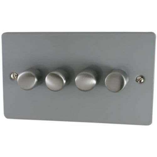 G&H FLG524 Flat Plate Light Grey 4 Gang 1 or 2 Way LED Dimmer Switch