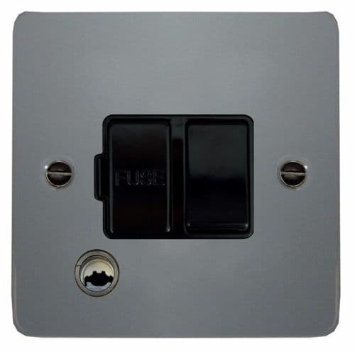 G&H FLG56B Flat Plate Light Grey 1 Gang Fused Spur 13A Switched & Flex Outlet
