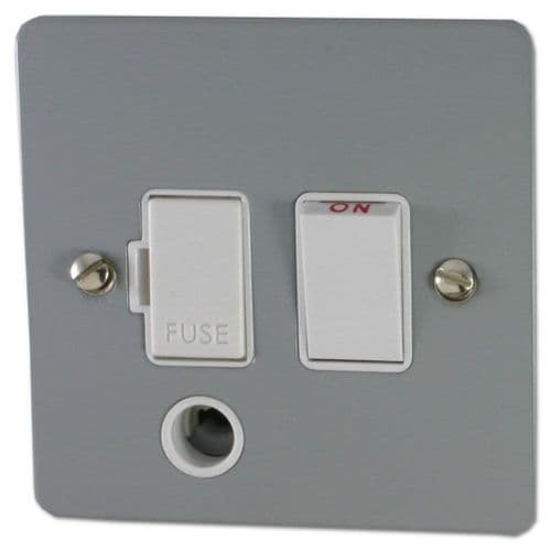 G&H FLG56W Flat Plate Light Grey 1 Gang Fused Spur 13A Switched & Flex Outlet