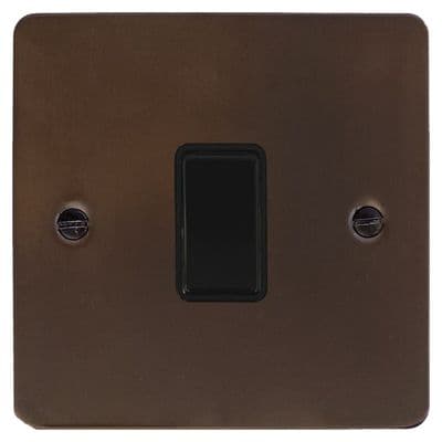 G&H FMBZ1B Flat Plate Medium Bronze 1 Gang 1 or 2 Way Rocker Light Switch