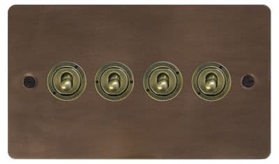 G&H FMBZ384-AB Flat Plate Medium Bronze 4 Gang 1 or 2 Way Toggle Light Switch