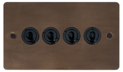 G&H FMBZ384-FBK Flat Plate Medium Bronze 4 Gang 1 or 2 Way Toggle Light Switch