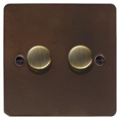 G&H FMBZ522-AB Flat Plate Medium Bronze 2 Gang 1 or 2 Way LED Dimmer Switch