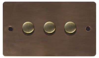 G&H FMBZ523-AB Flat Plate Medium Bronze 3 Gang 1 or 2 Way LED Dimmer Switch