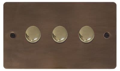 G&H FMBZ523-PB Flat Plate Medium Bronze 3 Gang 1 or 2 Way LED Dimmer Switch