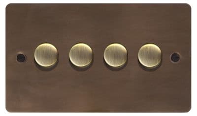 G&H FMBZ524-AB Flat Plate Medium Bronze 4 Gang 1 or 2 Way LED Dimmer Switch