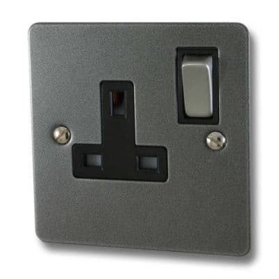 G&H FP309 Flat Plate Pewter 1 Gang Single 13A Switched Plug Socket