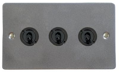 G&H FP383-FBK Flat Plate Pewter 3 Gang 2 Way Toggle Light Switch