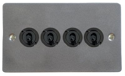 G&H FP384-FBK Flat Plate Pewter 4 Gang 2 Way Toggle Light Switch