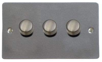 G&H FP523 Flat Plate Pewter 3 Gang 1 or 2 Way LED Dimmer Switch