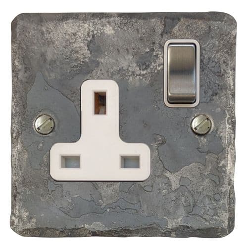 G&H FR209 Flat Plate Rustic 1 Gang Single 13A Switched Plug Socket