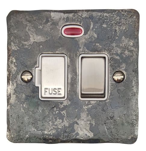 G&H FR227 Flat Plate Rustic 1 Gang Fused Spur 13A Switched & Neon