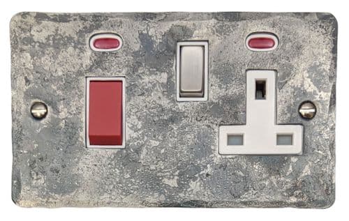 G&H FR229 Flat Plate Rustic 45 Amp DP Cooker Switch & 13A Switched Socket