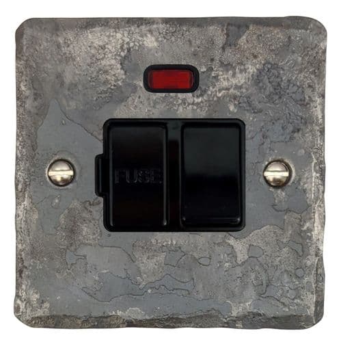 G&H FR27B Flat Plate Rustic 1 Gang Fused Spur 13A Switched & Neon