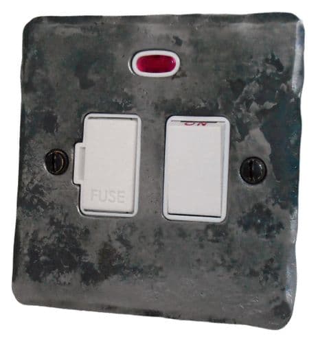 G&H FR27W Flat Plate Rustic 1 Gang Fused Spur 13A Switched & Neon