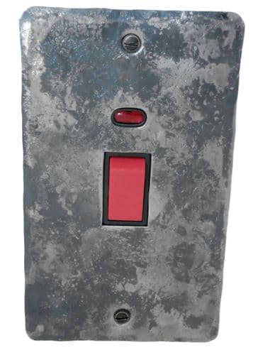 G&H FR28B Flat Plate Rustic 45 Amp DP Cooker Switch & Neon Vertical Plate