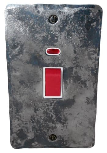 G&H FR28W Flat Plate Rustic 45 Amp DP Cooker Switch & Neon Vertical Plate
