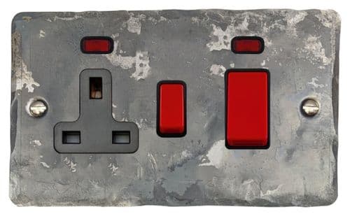 G&H FR29B Flat Plate Rustic 45 Amp DP Cooker Switch & 13A Switched Socket