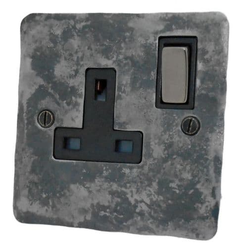 G&H FR309-BN Flat Plate Rustic 1 Gang Single 13A Switched Plug Socket