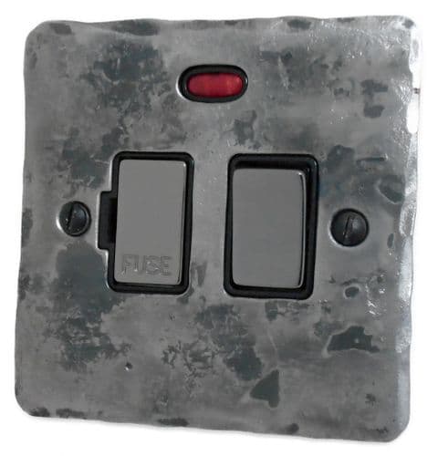 G&H FR327-BN Flat Plate Rustic 1 Gang Fused Spur 13A Switched & Neon