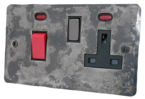 G&H FR329-BN Flat Plate Rustic 45 Amp DP Cooker Switch & 13A Switched Socket