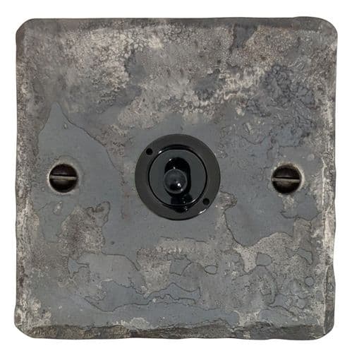 G&H FR381-FBK Flat Plate Rustic 1 Gang 2 Way Toggle Light Switch