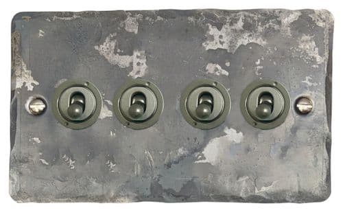 G&H FR384-SS Flat Plate Rustic 4 Gang 1 or 2 Way Toggle Light Switch