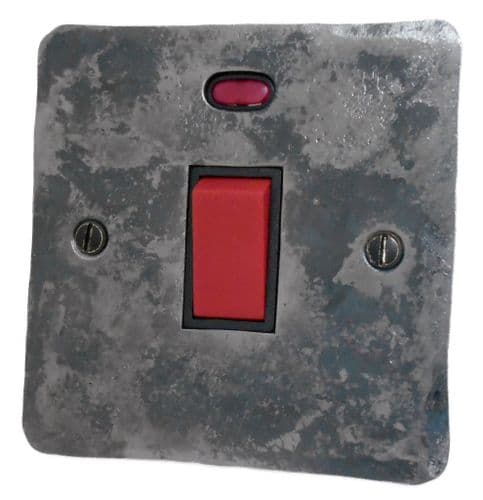 G&H FR46B Flat Plate Rustic 45 Amp DP Cooker Switch & Neon Single Plate