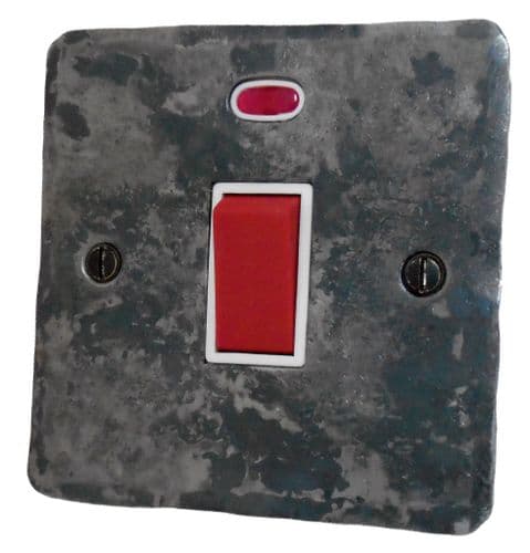 G&H FR46W Flat Plate Rustic 45 Amp DP Cooker Switch & Neon Single Plate