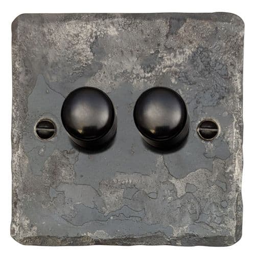 G&H FR522-FBK Flat Plate Rustic 2 Gang 1 or 2 Way LED Dimmer Switch